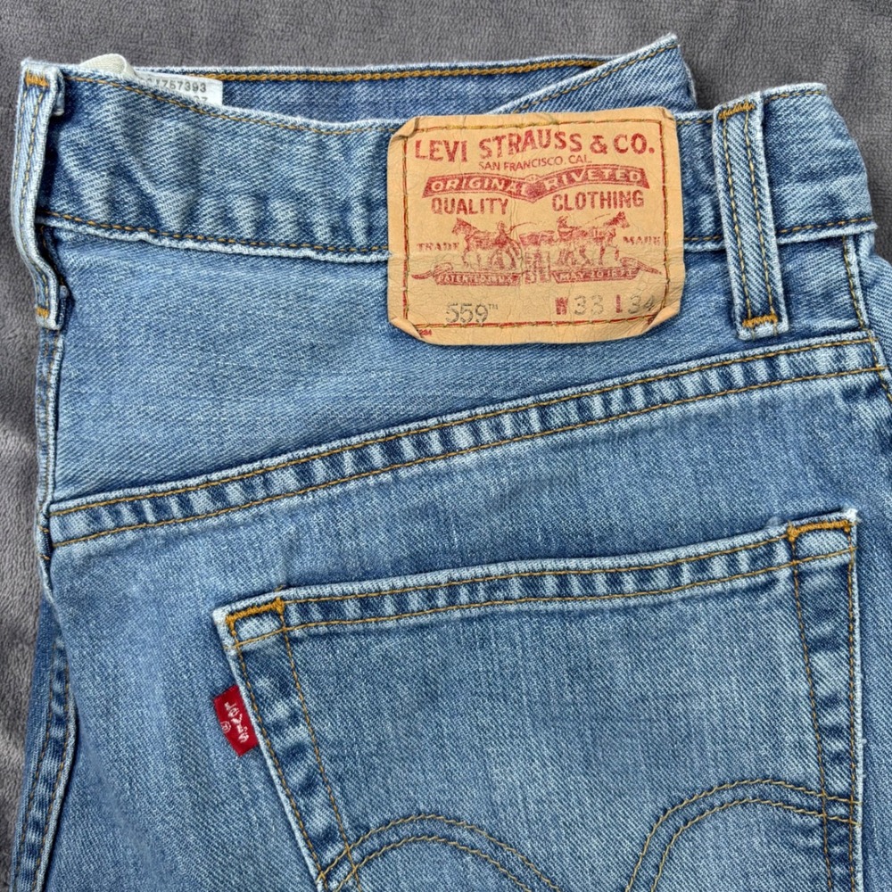 Levis 559 Mens Relaxed Straight Leg Jeans Medium Wash Blue 33x34 005590754 - Picture 2 of 11